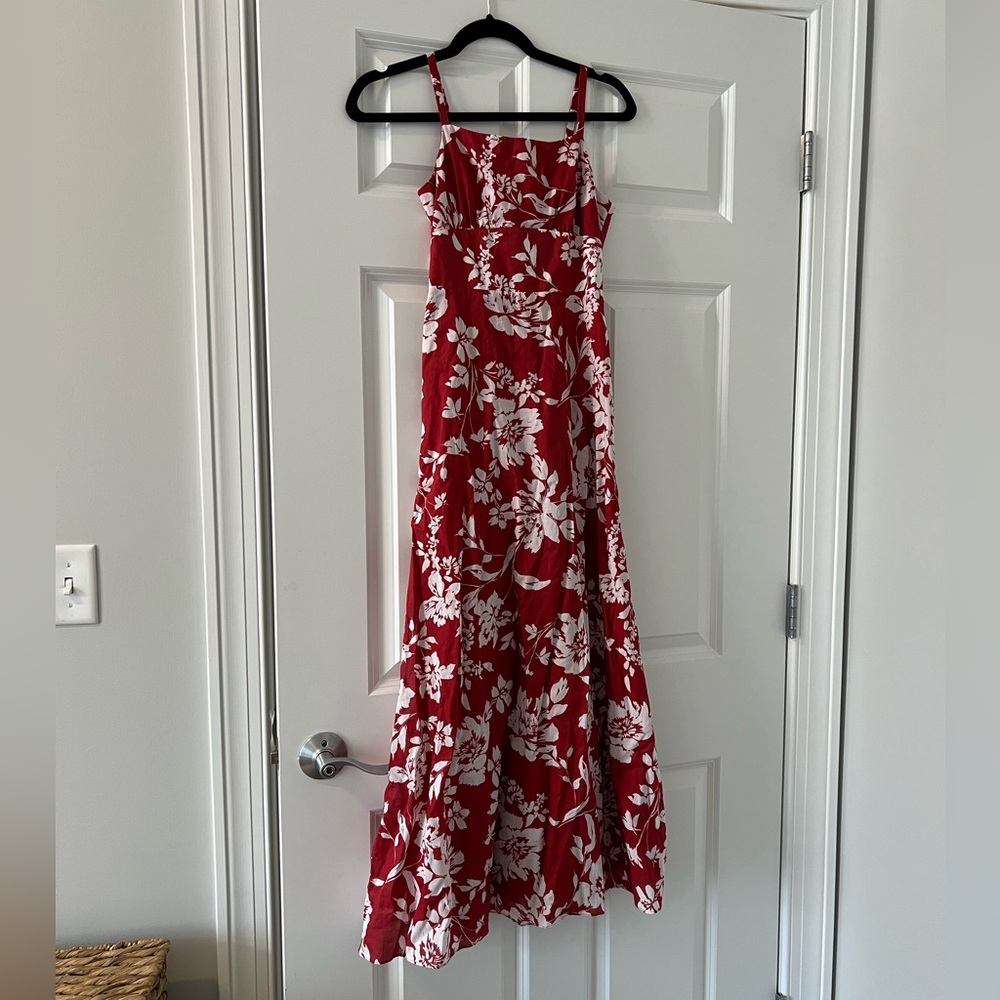 Madewell Square Neck Red Floral Tank Dress - Picture 3 of 7
